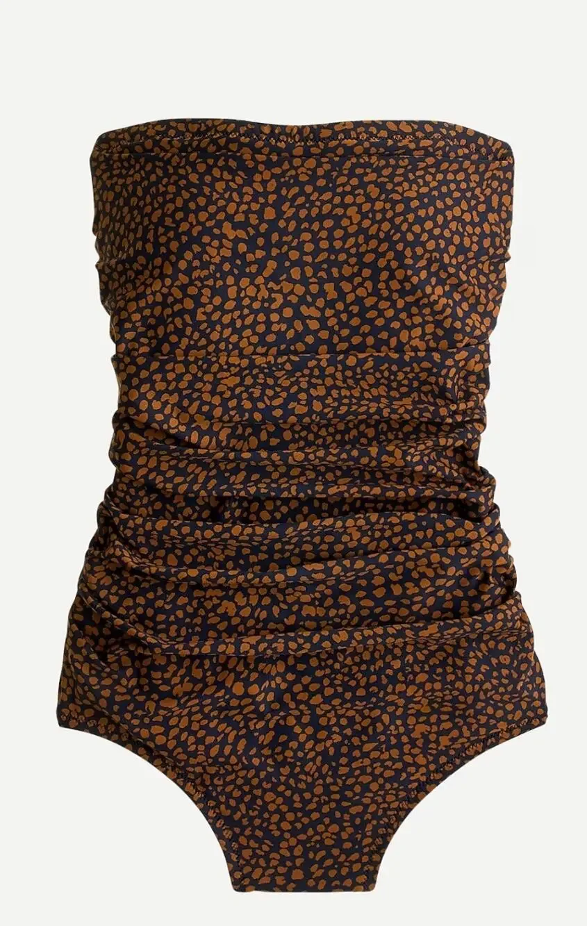 J.Crew Ruched bandeau one-piece Swimsuit in spot-on print Size 14